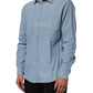 Deperlu Blue Denim Regular Fit Collared Long Sleeve Men Shirt Mens T-Shirt