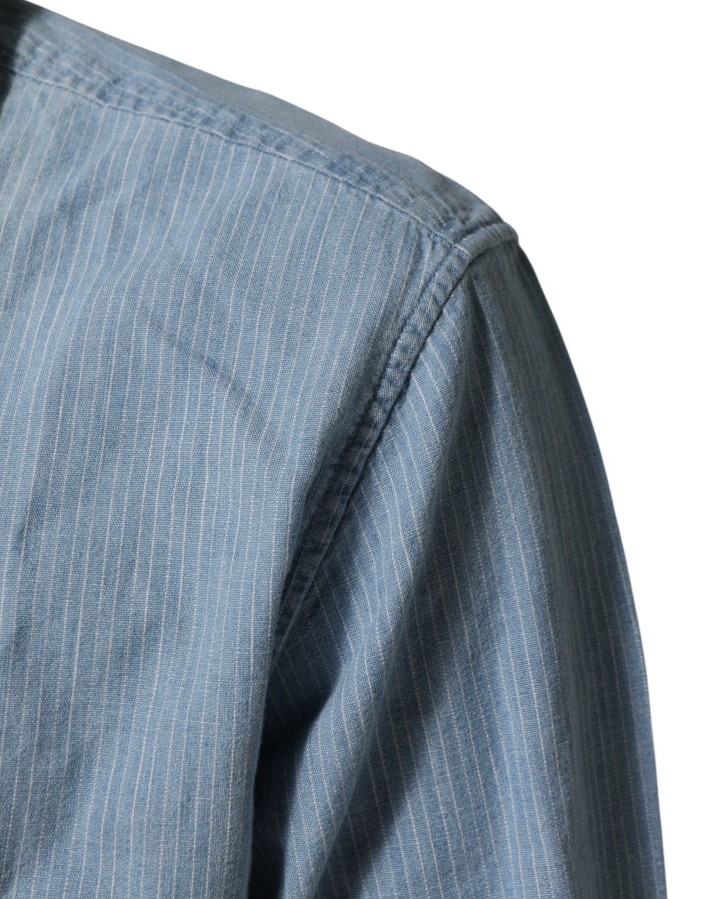 Deperlu Blue Denim Regular Fit Collared Long Sleeve Men Shirt Mens T-Shirt