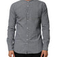 AGLINI Gray Polka Dot Cotton Button Down Long Sleeves Shirt Mens T-Shirt