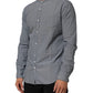 AGLINI Gray Polka Dot Cotton Button Down Long Sleeves Shirt Mens T-Shirt