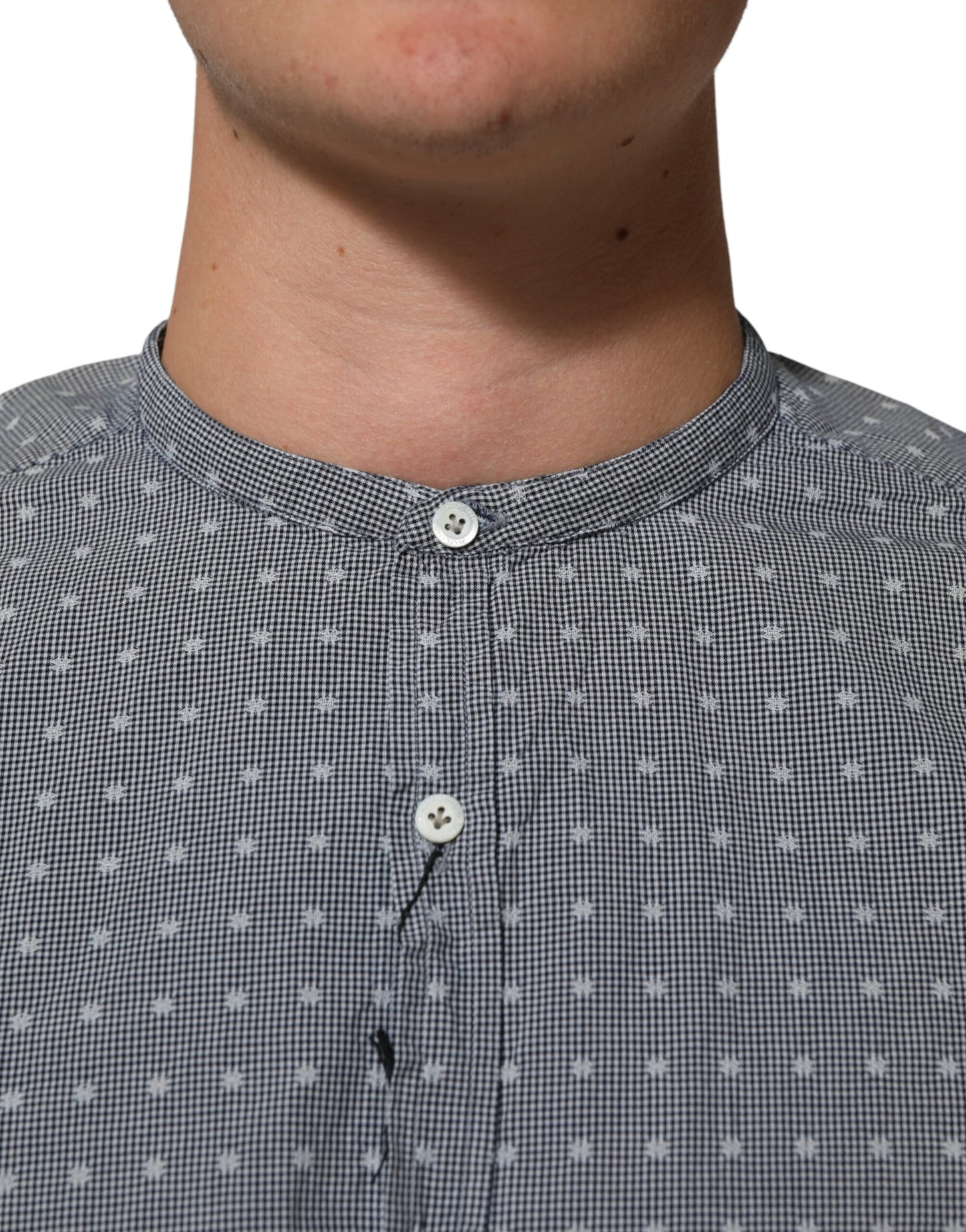 AGLINI Gray Polka Dot Cotton Button Down Long Sleeves Shirt Mens T-Shirt