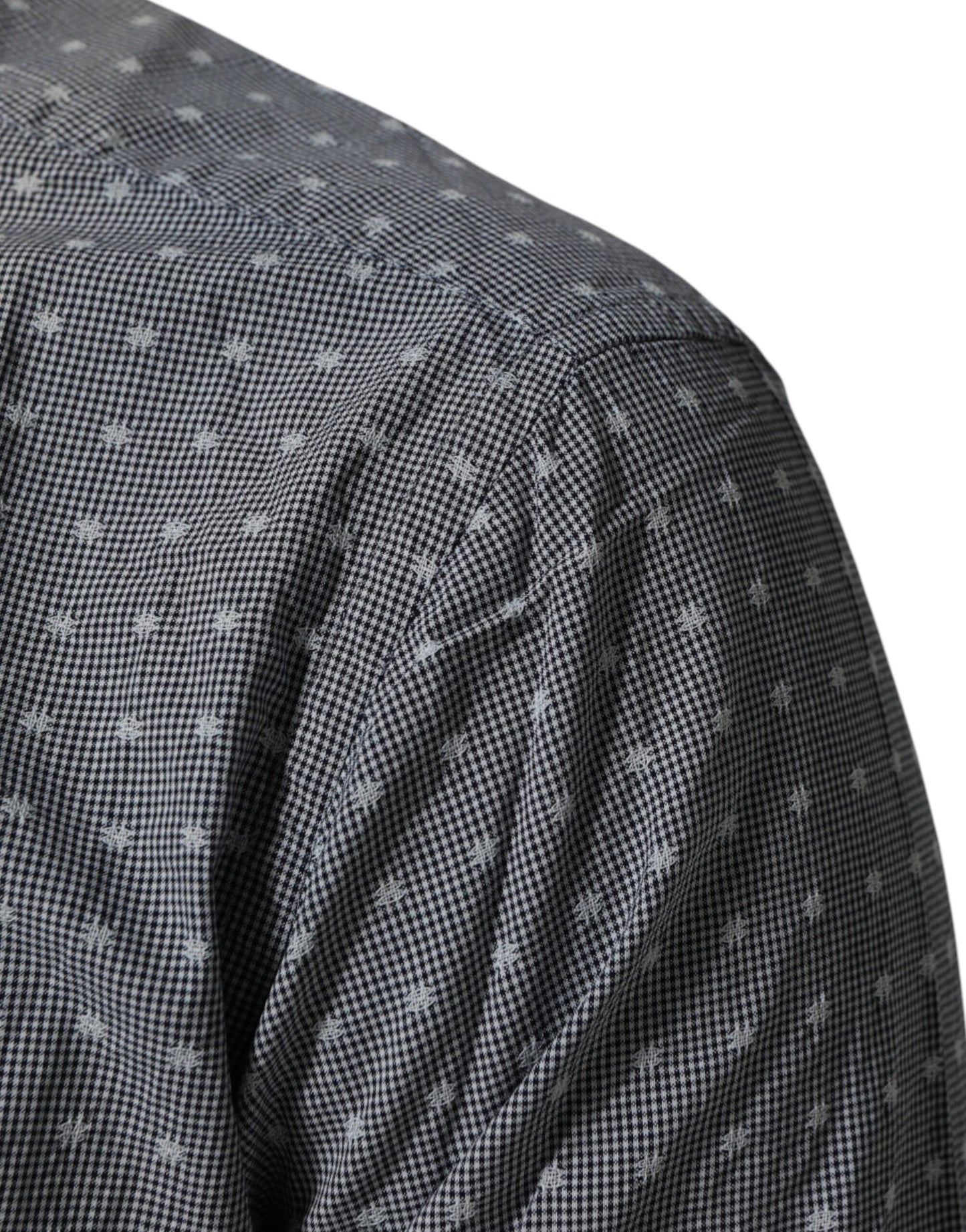 AGLINI Gray Polka Dot Cotton Button Down Long Sleeves Shirt Mens T-Shirt