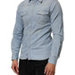 Maison Clochard Blue Denim Collared Long Sleeve Men Shirt Mens T-Shirt