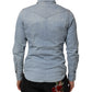 Maison Clochard Blue Denim Collared Long Sleeve Men Shirt Mens T-Shirt
