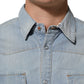 Maison Clochard Blue Denim Collared Long Sleeve Men Shirt Mens T-Shirt