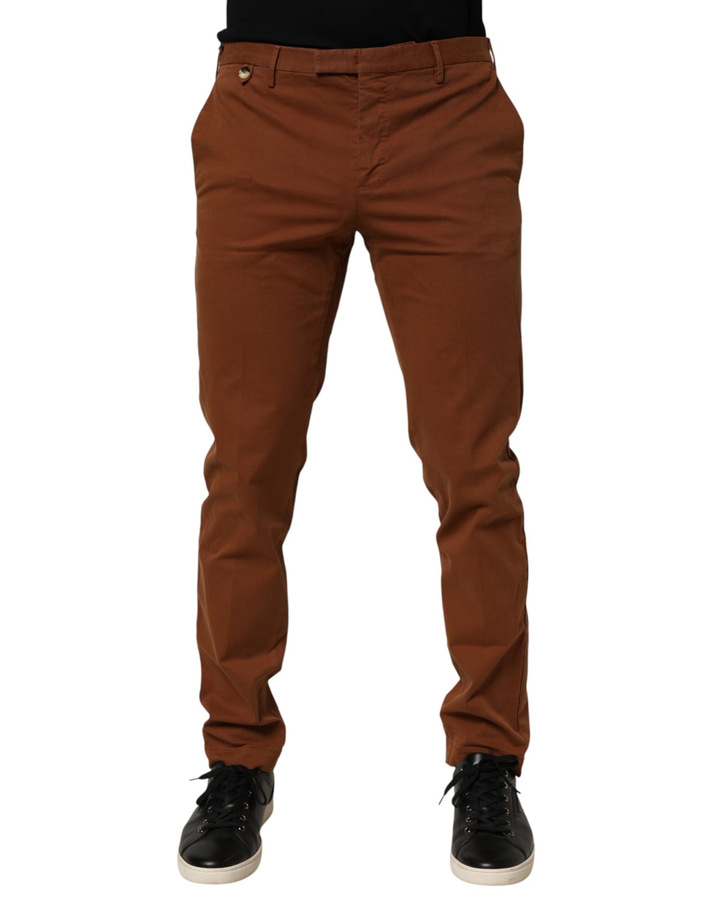 PT Torino Brown Men Skinny Chino Mid Waist Trouser Pants