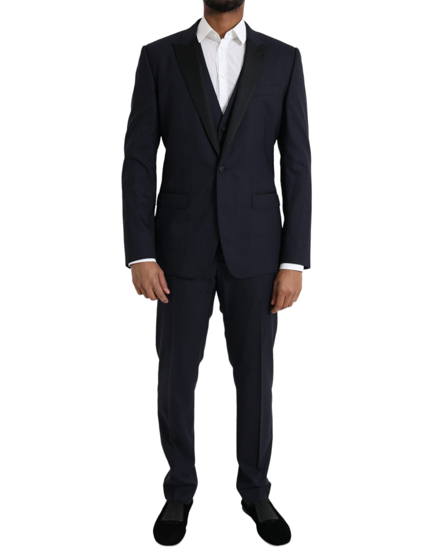 Dolce & Gabbana Blue Wool MARTINI 1 Button Men 3 Piece Suit Mens Suit