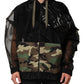 Dolce & Gabbana Black Camouflage Hooded Men Full Zip Sweater Mens Sweater