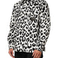 Dolce & Gabbana Black White Leopard Denim Blouson Sweater Mens Sweater