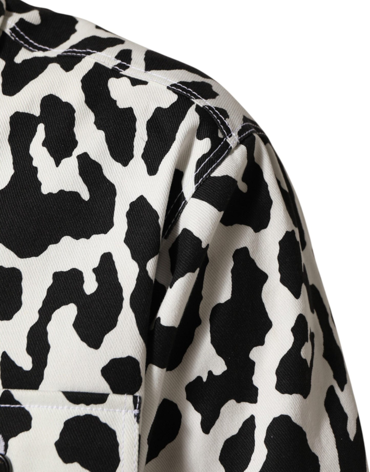 Dolce & Gabbana Black White Leopard Denim Blouson Sweater Mens Sweater