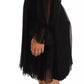 Dolce & Gabbana Black Silk Tulle Long Sleeve V-neck Dress
