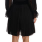 Dolce & Gabbana Black Silk Tulle Long Sleeve V-neck Dress