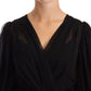 Dolce & Gabbana Black Silk Tulle Long Sleeve V-neck Dress