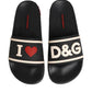 Dolce & Gabbana Black Rubber Slides Sandals Beachwear Shoes