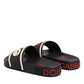 Dolce & Gabbana Black Rubber Slides Sandals Beachwear Shoes