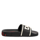 Dolce & Gabbana Black Rubber Slides Sandals Beachwear Shoes