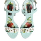Dolce & Gabbana Mint Green Floral Studs Heels Sandals Shoes