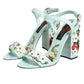 Dolce & Gabbana Mint Green Floral Studs Heels Sandals Shoes