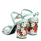 Dolce & Gabbana Mint Green Floral Studs Heels Sandals Shoes