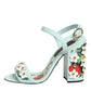 Dolce & Gabbana Mint Green Floral Studs Heels Sandals Shoes