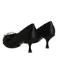 Dolce & Gabbana Black Satin Bow Crystal Embellishment Pumps Shoes