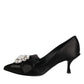 Dolce & Gabbana Black Satin Bow Crystal Embellishment Pumps Shoes