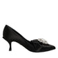 Dolce & Gabbana Black Satin Bow Crystal Embellishment Pumps Shoes