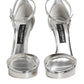 Dolce & Gabbana Silver Leather Platform Keira Sandals Shoes