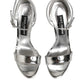Dolce & Gabbana Silver Leather Platform Keira Sandals Shoes