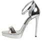Dolce & Gabbana Silver Leather Platform Keira Sandals Shoes