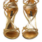 Dolce & Gabbana Gold Leather Keira Heels Sandals Shoes
