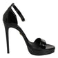 Dolce & Gabbana Black Leather Platform Keira Sandals Shoes
