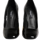 Dolce & Gabbana Black Gold Patent Leather Logo Heels Pumps Shoes