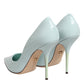 Dolce & Gabbana Mint Green Leather Stiletto Heels Pumps Shoes