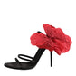Dolce & Gabbana Black Leather Strappy Flower Heels Sandals  Shoes