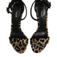 Dolce & Gabbana Gold Leopard Ankle Strap Heels Sandals Shoes