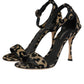 Dolce & Gabbana Gold Leopard Ankle Strap Heels Sandals Shoes