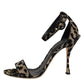 Dolce & Gabbana Gold Leopard Ankle Strap Heels Sandals Shoes