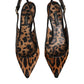 Dolce & Gabbana Brown Leopard Calfskin Fur Slingbacks Shoes