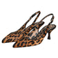 Dolce & Gabbana Brown Leopard Calfskin Fur Slingbacks Shoes