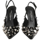 Dolce & Gabbana Black Studded Leather Heels Slingbacks Shoes