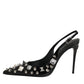 Dolce & Gabbana Black Studded Leather Heels Slingbacks Shoes