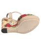 Dolce & Gabbana Beige Floral Ankle Strap Wedge Sandals Shoes