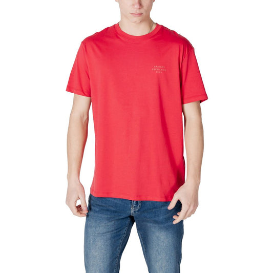 Armani Exchange Red Cotton Sportswear Mens T-Shirt