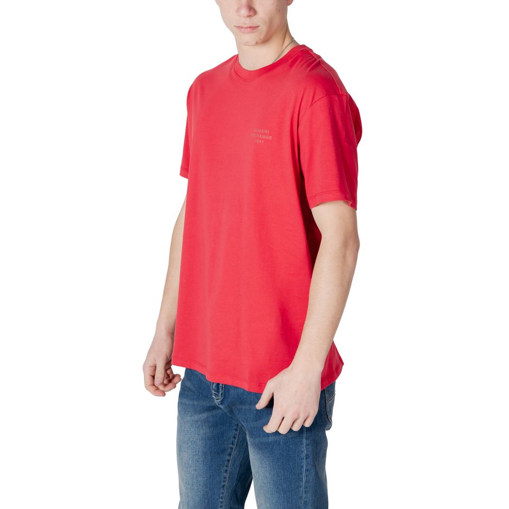 Armani Exchange Red Cotton Sportswear Mens T-Shirt