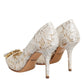 Dolce & Gabbana White Taormina Lace Crystal Heel Pumps Shoes