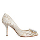 Dolce & Gabbana White Taormina Lace Crystal Heel Pumps Shoes