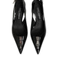 Dolce & Gabbana Black Zipper Leather Heels Slingbacks Shoes