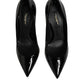 Dolce & Gabbana Black Leather Stiletto Heels Pumps Shoes