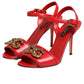 Dolce & Gabbana Red Leather DG AMORE Heels Sandals Shoes